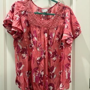 Liz Claiborne Pink Floral Blouse